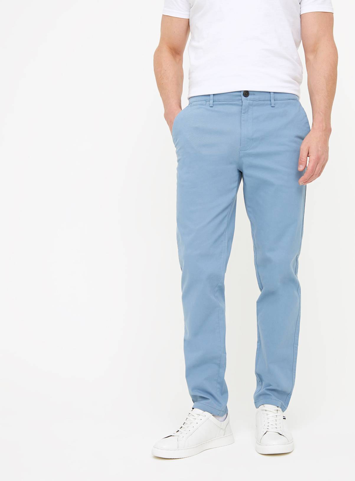 Light Blue Skinny Fit Chino Trousers  44L - Image 1
